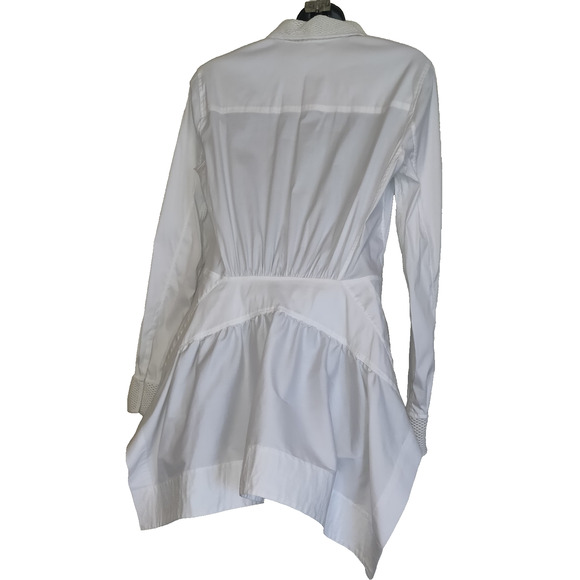 Per Se By Carlisle White Blouse Womens 6 Hi Low Crisp Stretch Asymmetrical - Picture 4 of 16